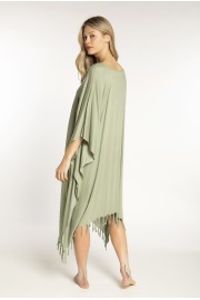 PONCHO SHORT PLAINCOLOUR WITH FRINGES IND/SIA